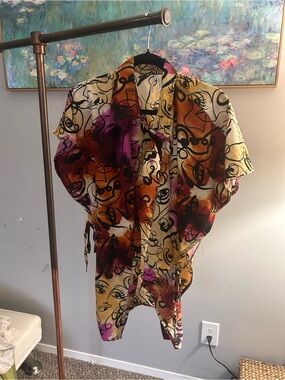 Live 4 Truth Abstract Face Print Shirt - Yellow, Orange, Purple, Black